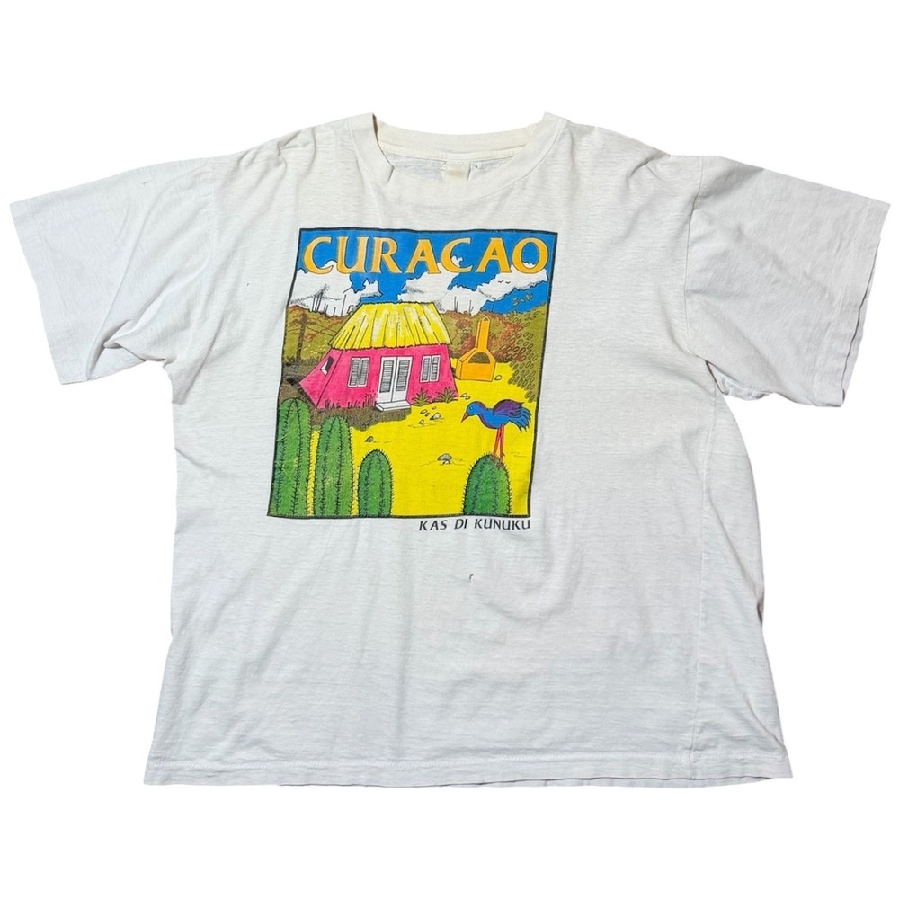 Vintage Curacao Kas Di Kunuku Island Cactus Carribean Netherland Graphic T-shirt